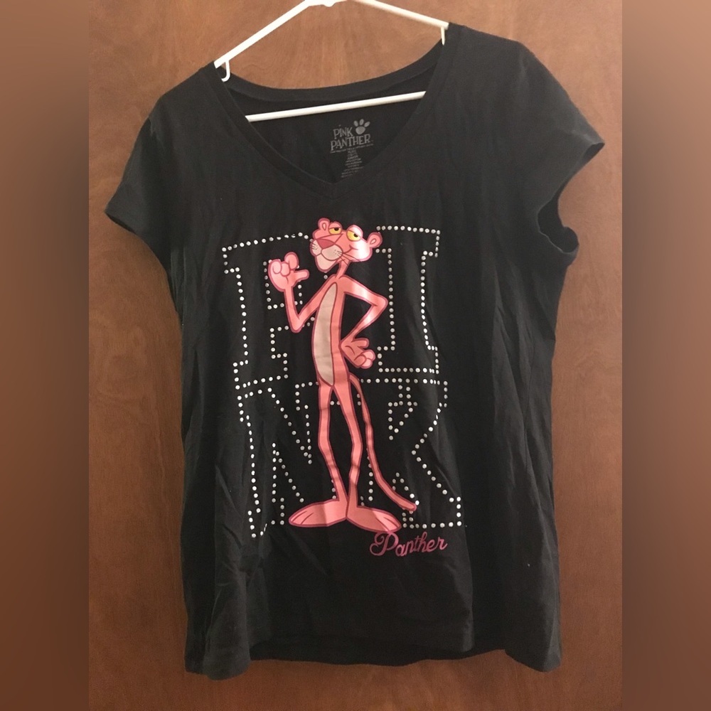 XLarge Juniors V Neck Pink Panther Shirt